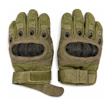 Pair of full-finger tactical assault gloves with knuckle guards
